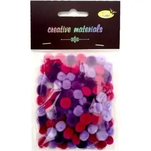 Pom-poms (10 mm) Titanum, acrylic craft pompons, pack of 100, purple
