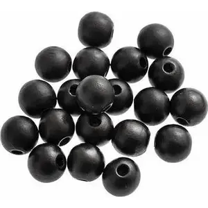 Wooden Beads Shan 16 mm matte black, 20 pcs