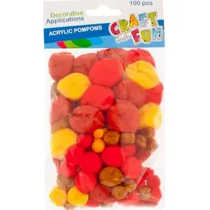 Craft with Fun decorative pompons set, acrylic yarn, assorted colors, 100 pcs, model 157209