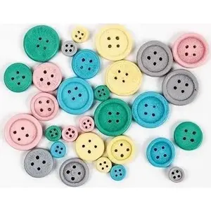 Wooden Buttons FANDY model 486411 — pastel colors, multipack for sewing and crafts
