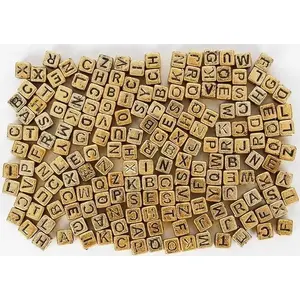 Beads FANDY Koraliki ABC gold letter beads 6 mm 30 g pack