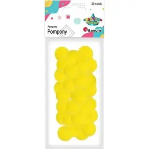 Polyester pom-poms 25 mm yellow intense, pack of 30 - Titanum