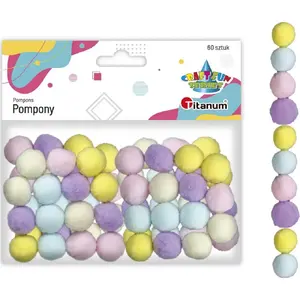 Polyester Pompons Titanum 16 mm, mixed colors, pack of 60