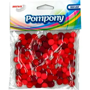 Pompons BREWIS POM10 1 cm red shades pack 100 pcs