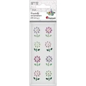 Adhesive crystal flower embellishments Titanum 13×21 mm mix pack 8 pcs