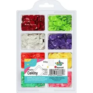 Titanum Cekiny 8mm round pastel sequins 8 colors × 3g pack
