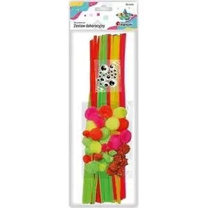 Craft kit Titanum Zestaw: 80-piece neon wires, pom-poms and craft eyes set