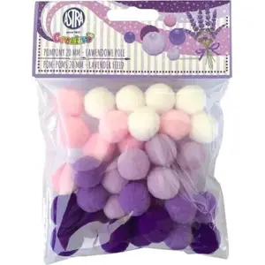 Decorative pom-poms Astra 20 mm, color 'Lavender Field' – craft embellishments