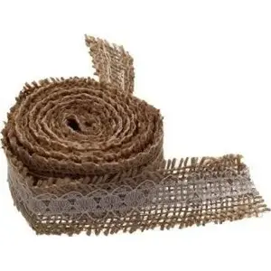 Decorative Christmas ribbon BREWIS burlap with lace 2 m