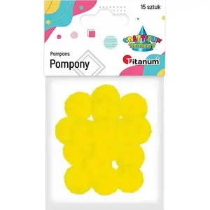 Pompons (polyester) Titanum 18 mm, yellow intense, pack of 15