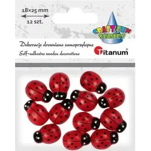 Self-adhesive 3D Wooden Ladybug Stickers Titanum 18×25 mm 12 pcs