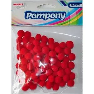Pompons BREWIS POM20 red 1 cm, pack of 100 — craft pom-poms