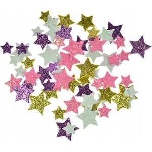Arpex decorative glitter star stickers, mixed colors, sheet of assorted stars