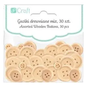 Wooden buttons set DP Craft GUZIKI DREWNIANE MIX, 30 pieces