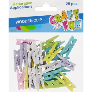 Wooden Decorative Clip Set Craft with Fun CF795 — round clothespins 25 pcs, diameter 2.5 cm