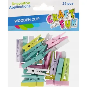 Koka drēbju skavas Craft with Fun CF796 apaļas 25 gab., 3,5 cm