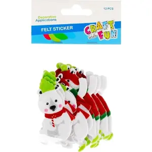 Craft with Fun felt ornament set CFBN259 — 12 pieces, mixed colors, precut shapes for decoration