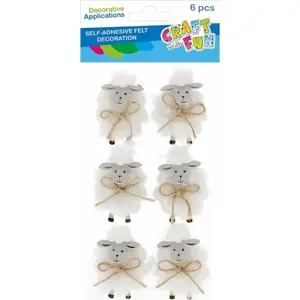 Dekoratīvu filca aitu komplekts, Craft with Fun CF434 — 6 gab.