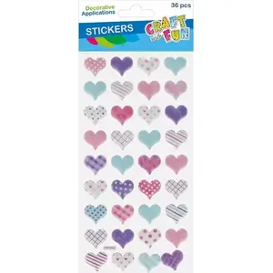 Craft with Fun Puffy Heart Stickers set, 36 pieces (CF777)