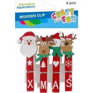 Decorative Christmas Clips Craft with Fun OZDOBA BN KLAMERKI MIX set of 4, 7 cm