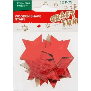 Decorative Wooden Stars set, Craft with Fun CF OZDOBA BN DREW GWIAZDY, 12 pcs
