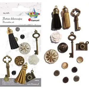 Titanum craft tassel charms with crystal accents, set of 14 pieces
