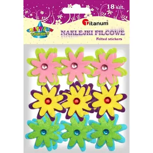 Felt 3D Flower Stickers with Crystal Mix 18 pcs, Titanum