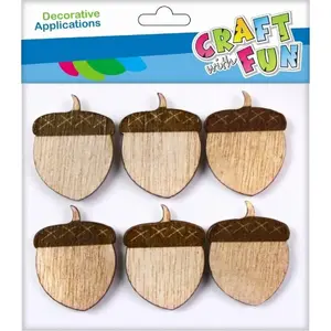 Craft with Fun decorative wooden acorn ornaments set, 6 pieces (CF222)