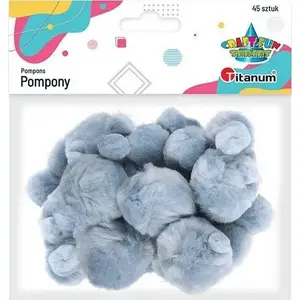 Pompons (45 pcs) Titanum — acrylic gray mixed sizes
