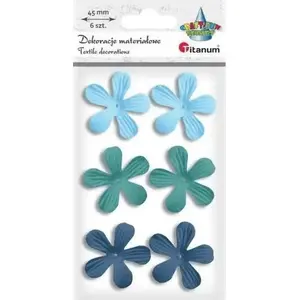 Fabric flower embellishments Titanum 3D foam 45 mm, mix, 6 pieces