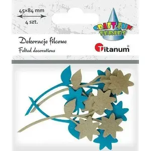 Felt Flower Decorations with Branch, Titanum mix set of 4, craft embellishments