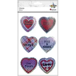 Self-adhesive 3D Holographic Heart Stickers Titanum mix of sizes 6 pcs