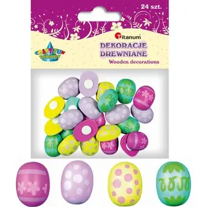 Wooden 3D Easter eggs Titanum 18x23 mm mix, pack of 24