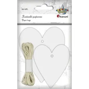 Paper hanging hearts mix 20 pcs, Titanum (decorative paper ornaments, white)