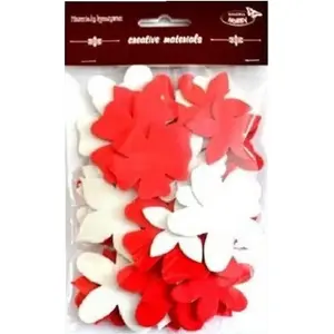 Feeby artificial red and white flowers bouquet, 60 pieces