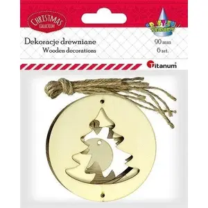 Wooden Christmas Tree Hanging Ornaments set 6 pcs, Titanum