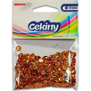 Sequins BREWIS H 100 copper — holographic decorative sequins, 100 g pack