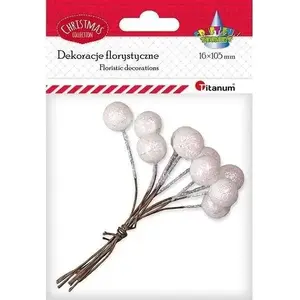 Titanum decorative wire with 15 mm white glitter bead, pack of 10 — crafting wire with bead accents