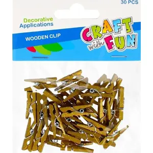 Craft with Fun decorative wooden clothespins 30 pcs, gold, size 2.5 cm