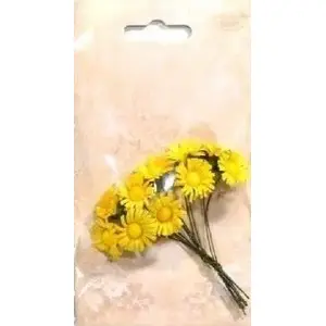 Paper daisies TEKA pack of 10 yellow — decorative paper flowers