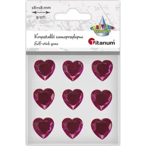 Adhesive heart-shaped rhinestones DP Craft Kryształki Serca fuksjowe 9 pcs