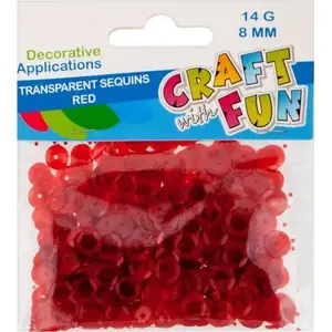 Craft with Fun sequin button 8 mm transparent red — pack 40/400