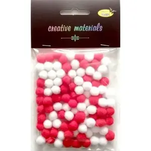 Pom pom craft balls Titanum 10 mm white-red, pack of 100