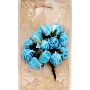 Pudełka foam rose buds blue 2 cm, pack of 12 — decorative floral embellishments