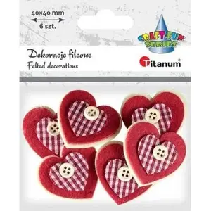 Felting Hearts 3D kit, Titanum, 6 pieces — needle felting craft shapes
