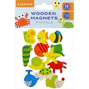 Starpak MAGNES DREW ZWIERZ 40 mm pack of 12 wooden magnet animal design