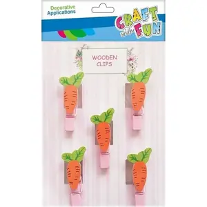 Craft with Fun decorative wooden carrot clips, model CF235, set of 5