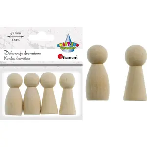 Wooden Game Pawns Titanum 42 mm, Set of 4, Natural Finish