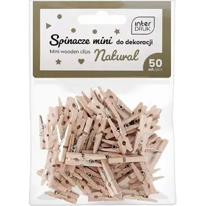 INTERDRUK decorative mini clothespins 50 pcs – wooden decoration clips for crafts and home