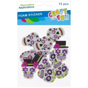 Decorative EVA Skull Shapes, Craft with Fun — set of 12 pieces (CFHW15, PBH12/144)